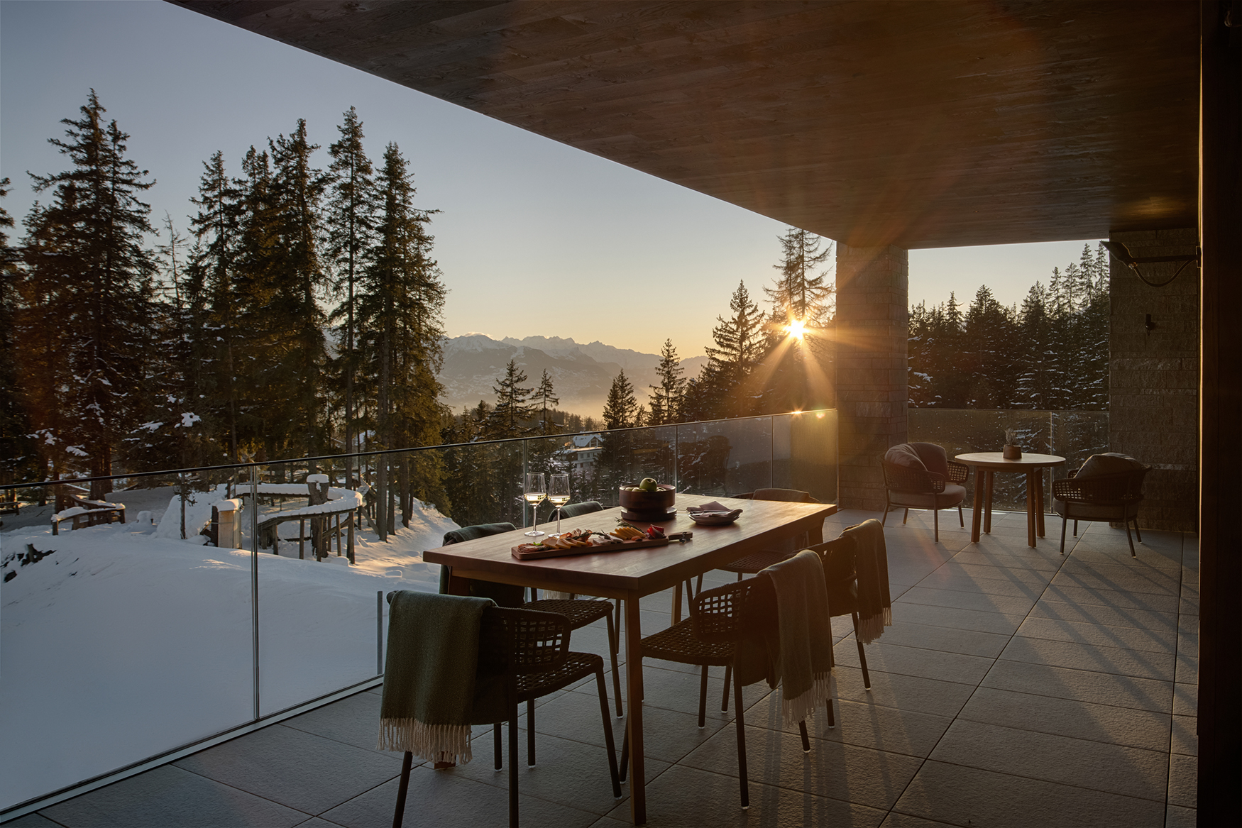 Ski & Snow, Europe, Switzerland, Crans-Montana, Six Senses Crans-Montana, terrace dining