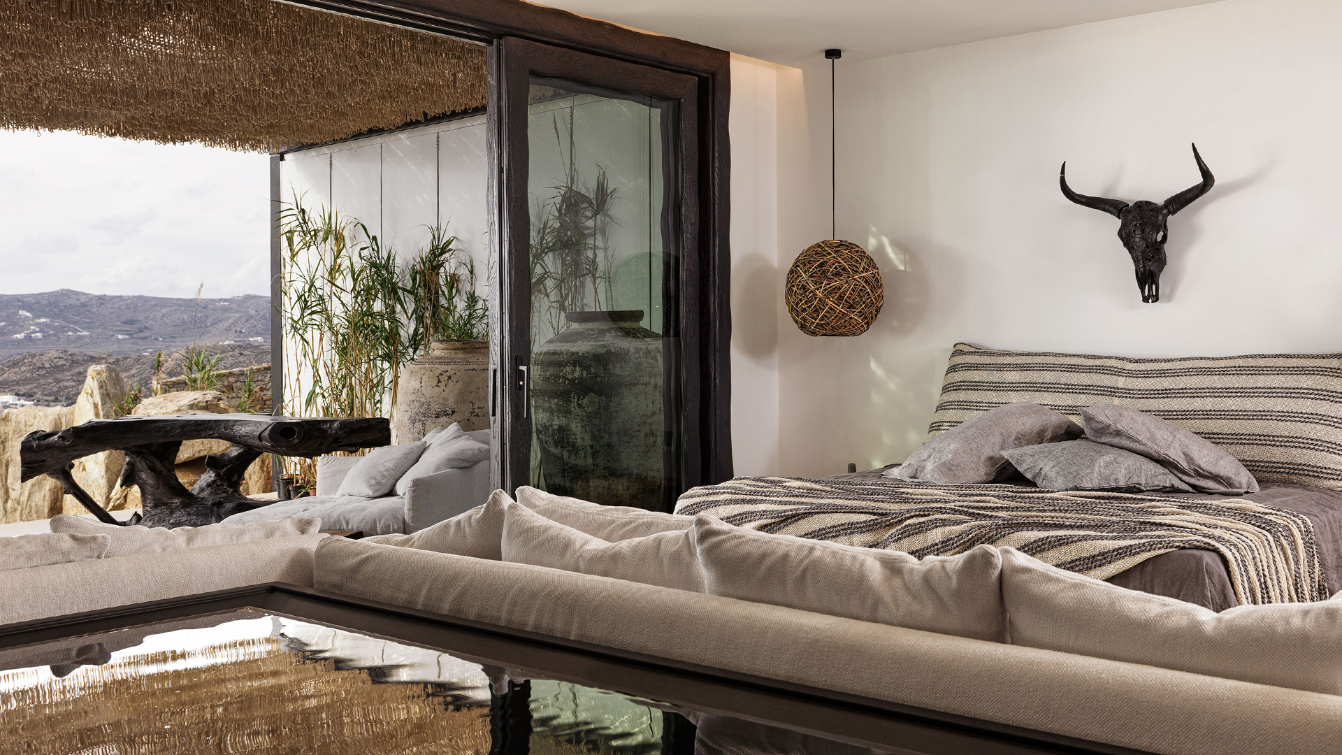 Europe, Greece, Mykonos, Panoptis Escape, Panoptis Villa Bedroom