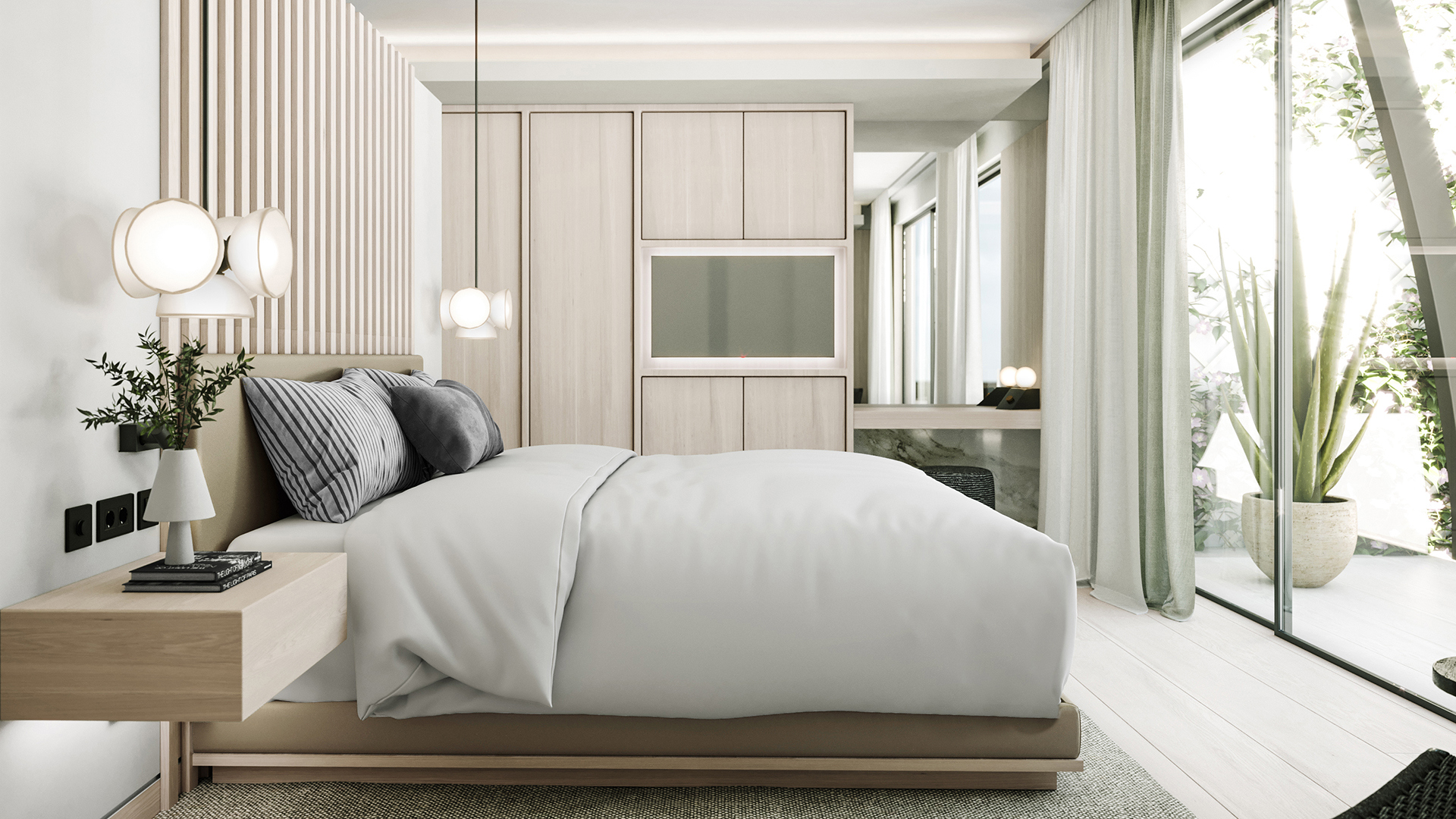 Indian Ocean, Mauritius, LUX* Grand Baie, LUX Grand Beach Pool Villa Bedroom with Terrace