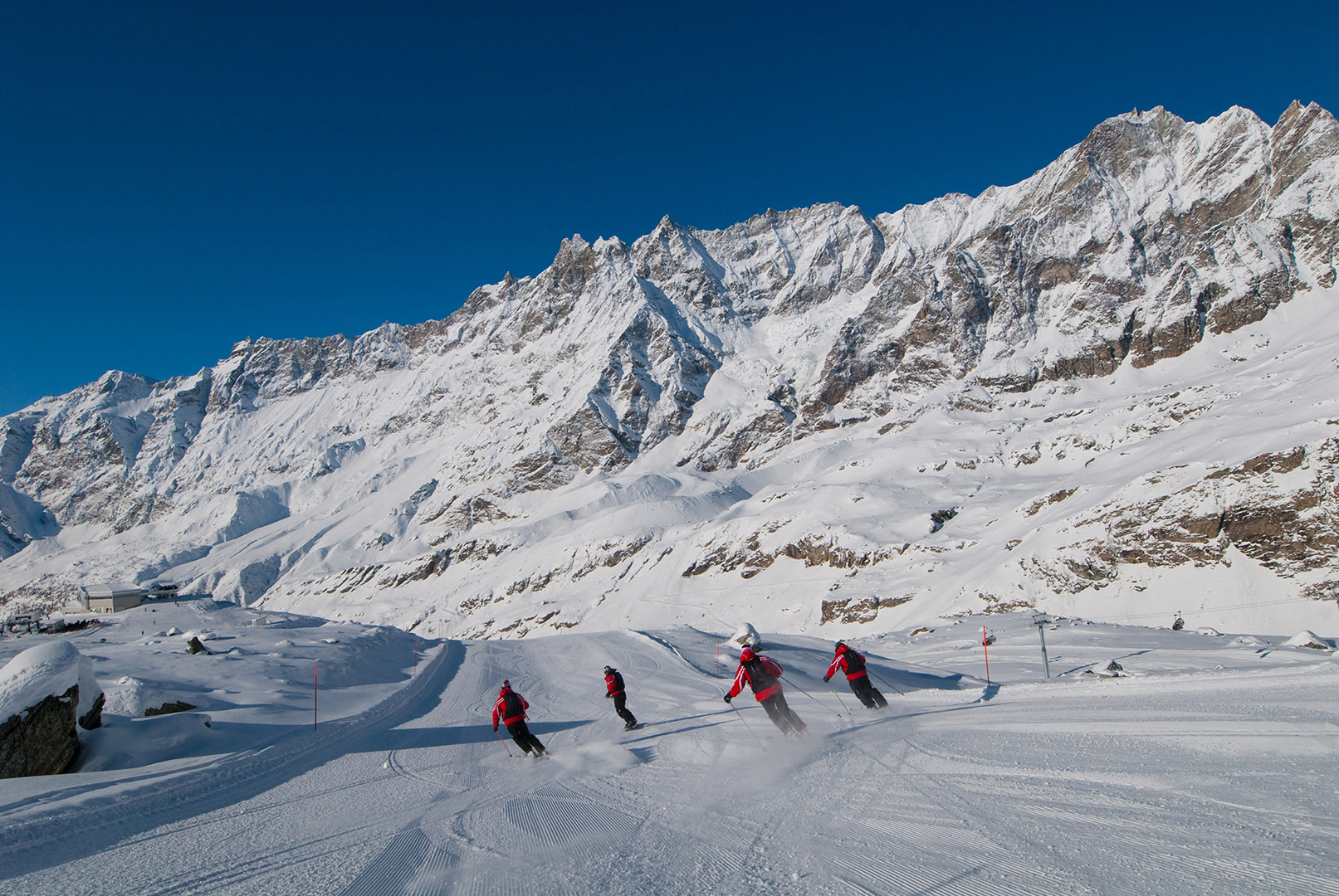 Ski & Snow, Cervinia, Italy, Hotel Hermitage, Four skiers