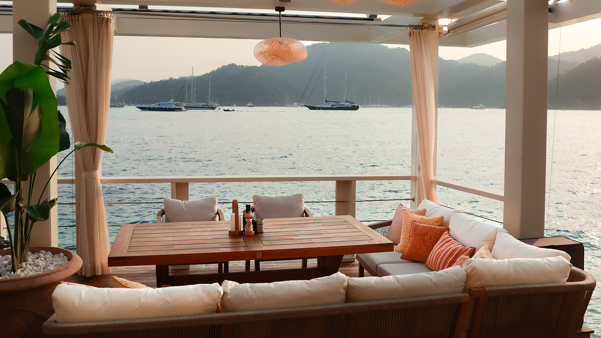 Europe, Turkey, D-Resort Gocek, D Breeze Restaurant group seating