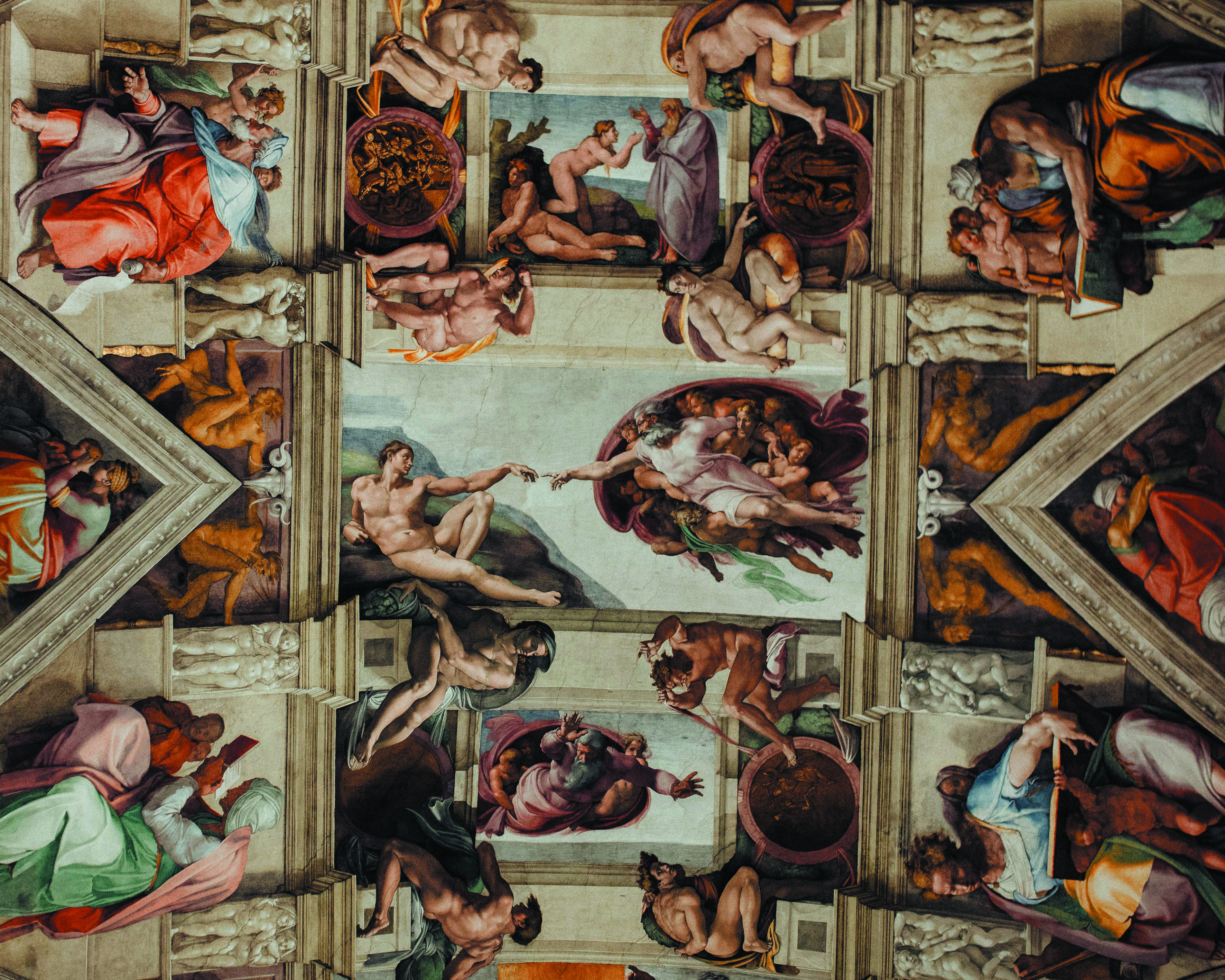 The Creation of Adam Fresco painting by Michelangelo