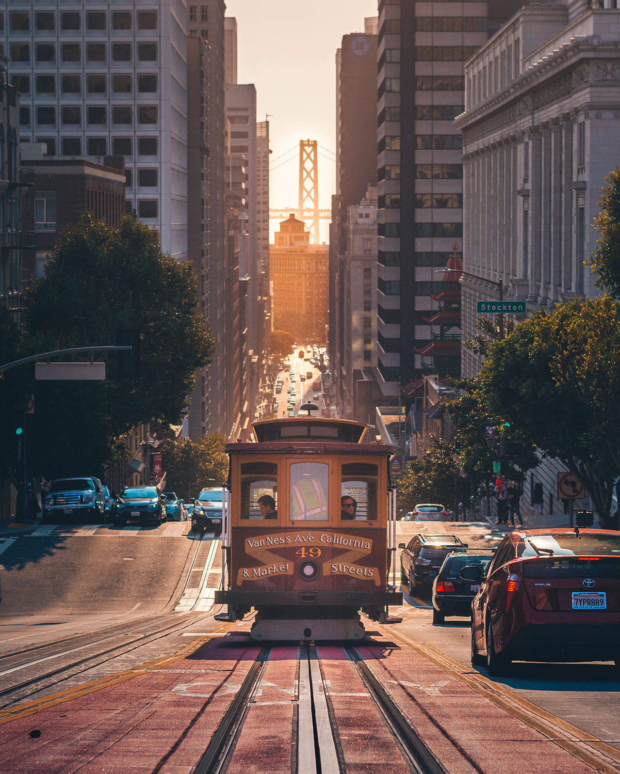 North America, USA, California, a tram in San Francisco