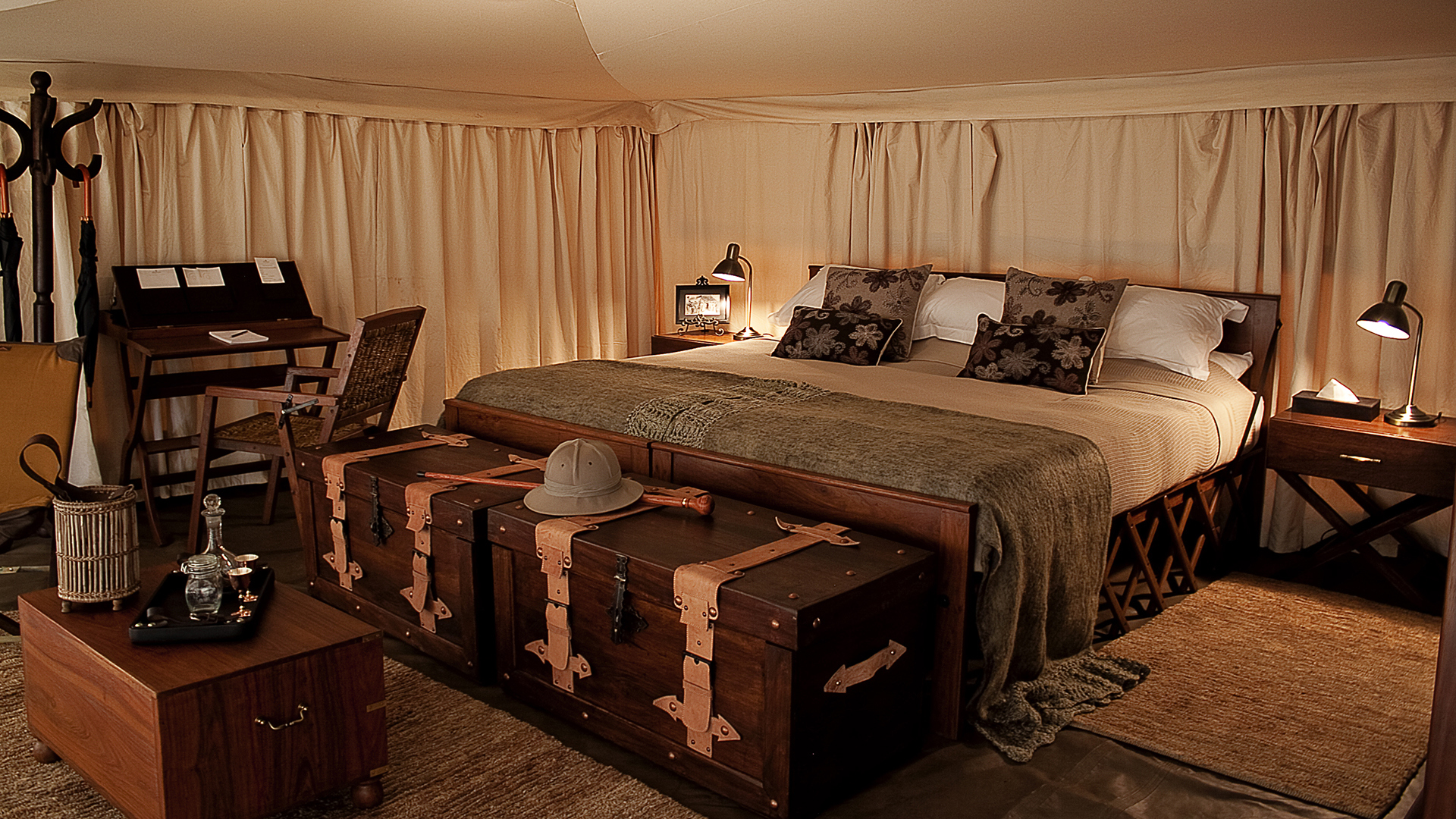  Africa, Luxury Tanzania Holidays, Serengeti Pioneer Camp, Tent Interior View