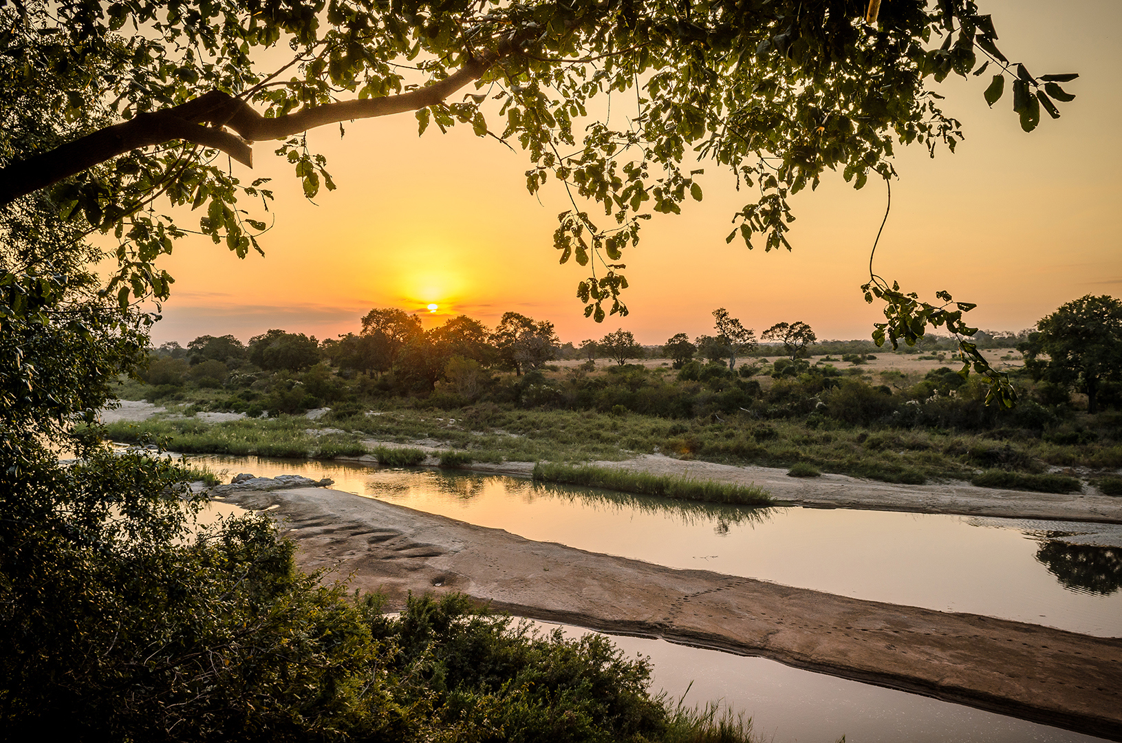 Africa, South Africa, Boulders Lodge at Singita Private Game Reserve, Sunset