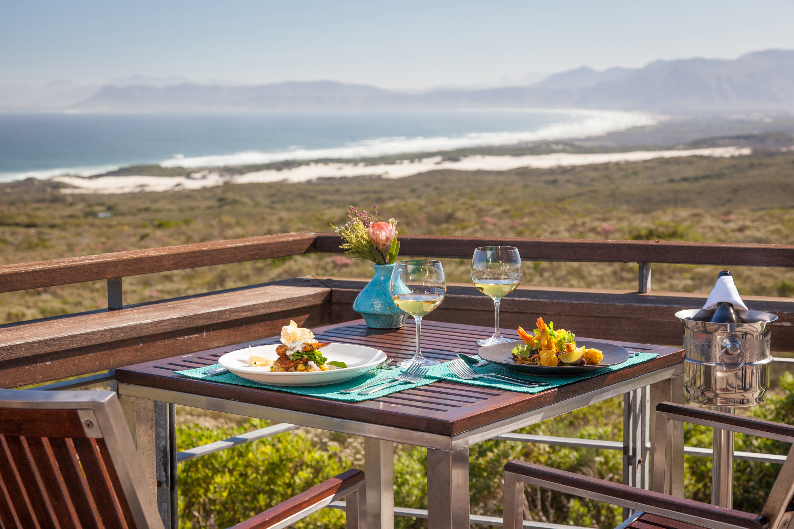Dining on the deck at Grootbos 