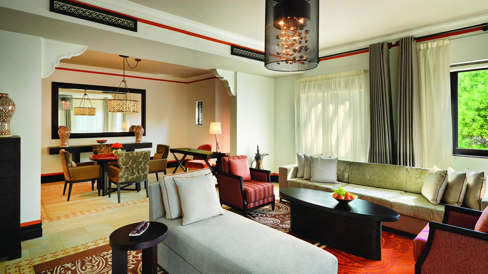 Indian Ocean, Arab Emirates, Dubai, Jumeirah Dar Al Masyaf, Deluxe Suite living room